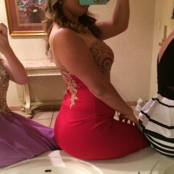 Red/ Gold Prom Dress - Picture 4 of 4
